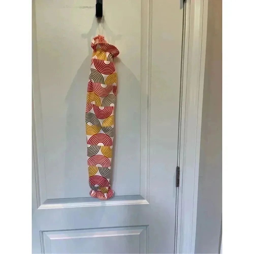 Handmade Plastic Bag Holder- Multicolored Geometric Shapes